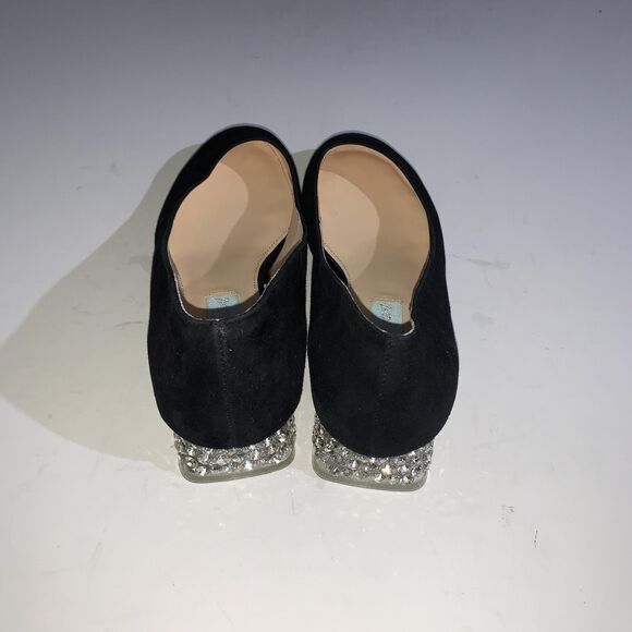 Betsey Johnson Shoes Womens Size 6.5 Black Rhinestone Block Heel Pumps SB Frida - Picture 6 of 10